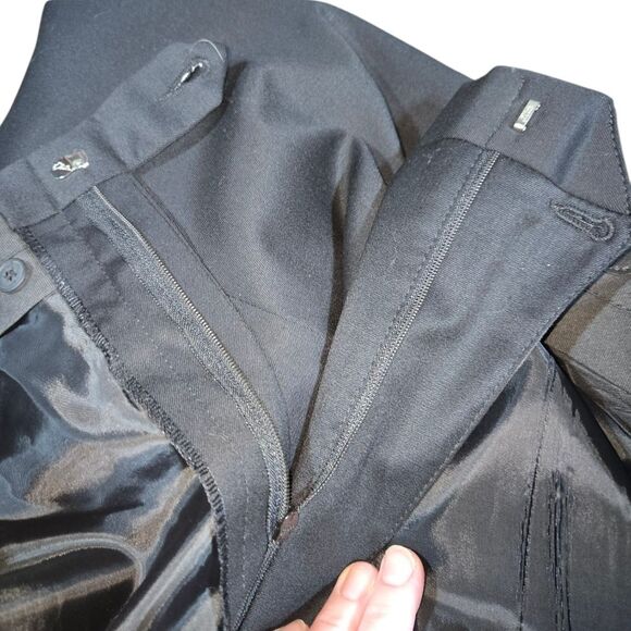 Austin Reed Super 100's Black Worsted Wool Cuffed Leg Pleated Front Slacks Sz 38 - Picture 5 of 10